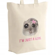 Torby i wózki na zakupy - Torba bawełniana z dnem I'M JUST A GIRL Dla Dziewczyny Chomik Viral - miniaturka - grafika 1
