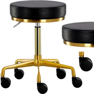 Taboret kosmetyczny okrągły fryzjerski hoker stołek czarny - Krzesła i taborety kosmetyczne - miniaturka - grafika 1