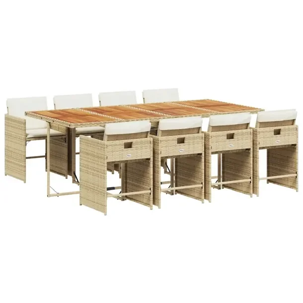Zestaw mebli ogrodowych z rattanem PE, stół 220x106x73 cm, krzesła beżo