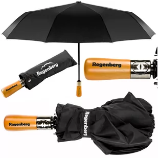Duży parasol czarny składany automatyczny REGENBERG - Parasole - miniaturka - grafika 1