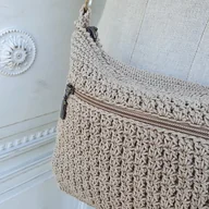 Torebki damskie - Torebka w stylu boho z bawełny farbowanej roślinami Beż - miniaturka - grafika 1