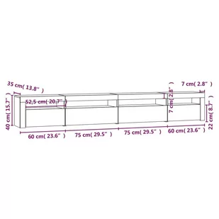 Lumarko Szafka pod TV z oświetleniem LED, czarna, 270x35x40 cm - Szafki RTV - miniaturka - grafika 13