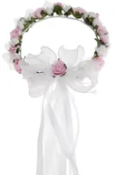Ozdoby do włosów - Wianki komunijne jak żywe Wianek komunijny jak żywy z różem komunia WK120 - miniaturka - grafika 1