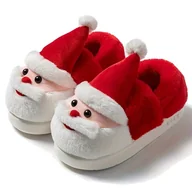 Kapcie damskie - Przytulne Świąteczne Pluszowe Kapcie Święty Mikołaj Czerwone 37-38 - miniaturka - grafika 1