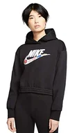 Bluzy damskie - Nike damska bluza z kapturem Nsw Icon Clash Fleece Bb Hoodie czarny czarny M - miniaturka - grafika 1