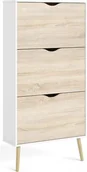 Szafki na buty - Napoli szafka na buty 3 szuflady w bieli iReplika dąb. - miniaturka - grafika 1