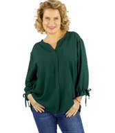 Bluzki damskie - Elegancka koszula tunika oversize z wiązaniami na rękawach SOPHIE-52 - miniaturka - grafika 1