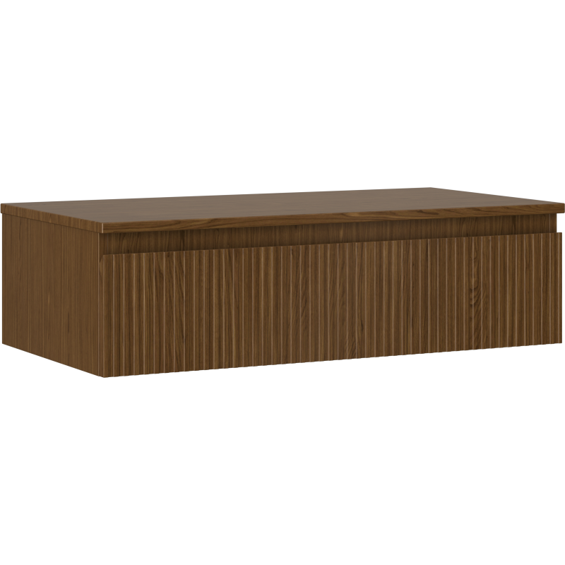 Mexen Rivel szafka łazienkowa podumywalkowa 90 cm z blatem, 1 szuflada, ryflowana , orzech - 91A20-09023-1-BFC86