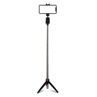 Selfie stick - Wysuwany Selfie Stick Bluetooth Bezprzewodowy Smartfon Obrotowy Statyw Czarny - miniaturka - grafika 1