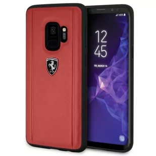 Ferrari Leather Silikon Case etui skórzane na tył Samsung Galaxy S9 CZERWONY NA TYŁ SKÓRA NATURALNA 35966 - Etui i futerały do telefonów - miniaturka - grafika 1