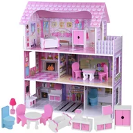 Lalki dla dziewczynek - Domek drewniany dla lalek meble światło led ZA4130 - miniaturka - grafika 1