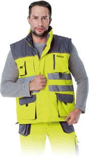 Leber & Hollman INNY Bezrękawnik ochronny ocieplany M żółto-stalowo-czarny 111L456 - Odzież robocza - miniaturka - grafika 1