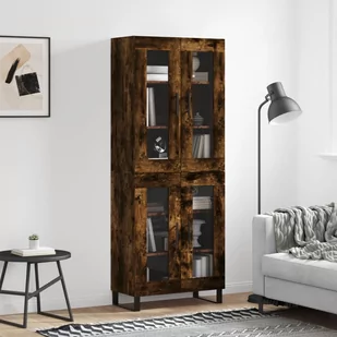 vidaXL Witrynka przydymiony dąb 69,5x34x180 cm materiał drewnopochodny - Szafki nocne - miniaturka - grafika 1