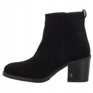 Botki damskie - Carinii B5582-H20 botki czarne damskie klocek skóra naturalna zamszowa r.38 - miniaturka - grafika 1