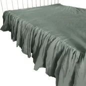 Prześcieradła - Prześcieradło Na Łóżko Bawełniane Z Ozdobną Falbanką 180X200 Cm Boho Zieleń - miniaturka - grafika 1