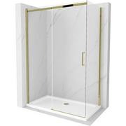 Kabiny prysznicowe - Mexen Omega kabina prysznicowa rozsuwana 140x70 cm, transparent, złota + brodzik Flat - miniaturka - grafika 1