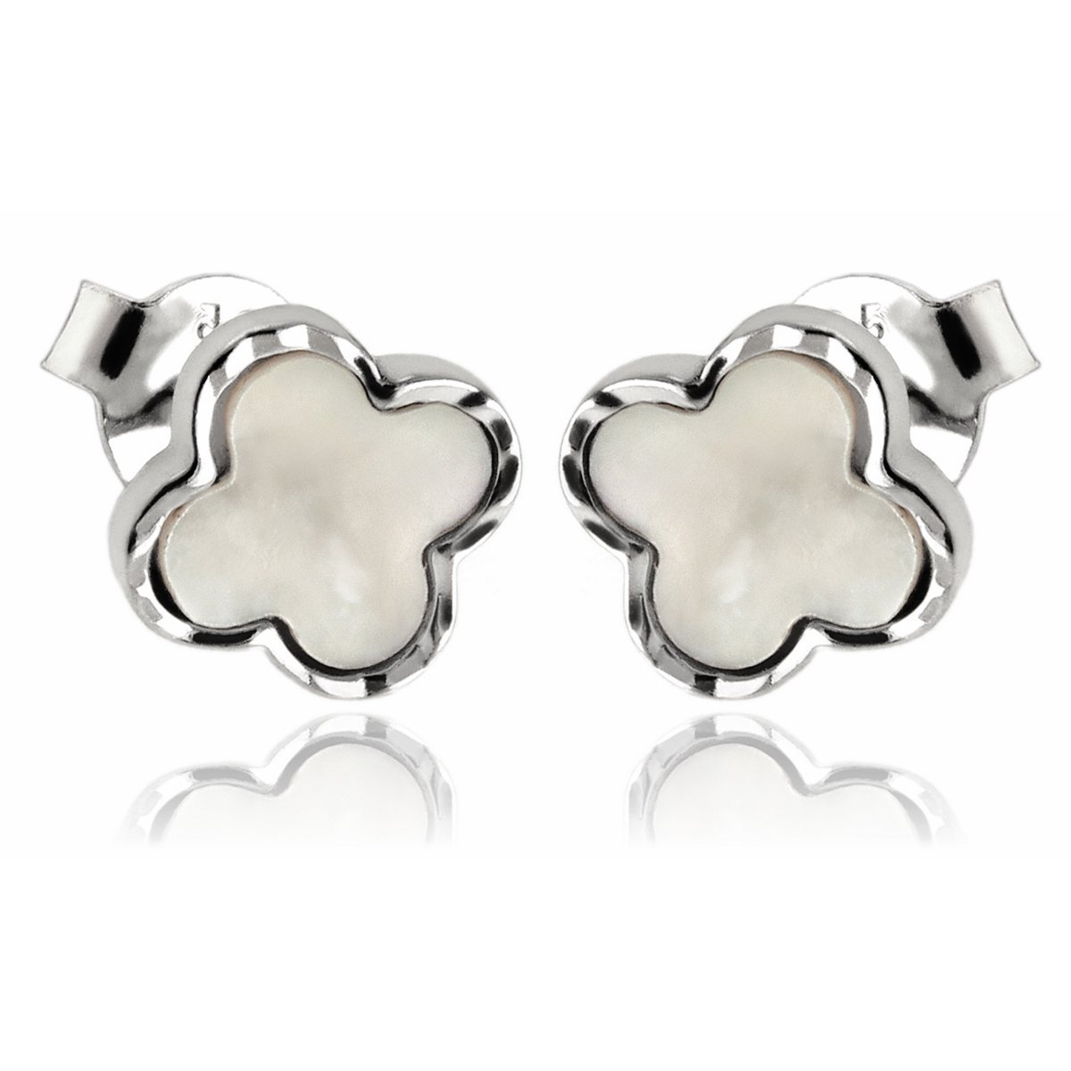 Kolczyki srebrne 925 koniczynki Elegancja z masą perłową 1,1g