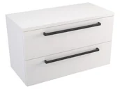 Szafki łazienkowe - Szafka Wisząca Z Blatem ATH 80 cm - Biały Mat - Uchwyty Czarne Matowe - miniaturka - grafika 1