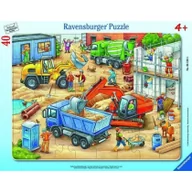 Puzzle - Ravensburger Puzzle w ramce - Duże pojazdy z placu budowy, 40elementów 06120 - miniaturka - grafika 1