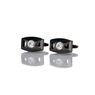 Spinki do mankietów i krawatów - Spinki do mankietów klasyczne czarne z cyrkonią EM 3 - EM Men's Accessories - miniaturka - grafika 1