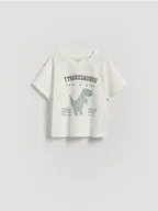 Bluzki dla niemowląt - Reserved - Bawełniany t-shirt - złamana biel - miniaturka - grafika 1
