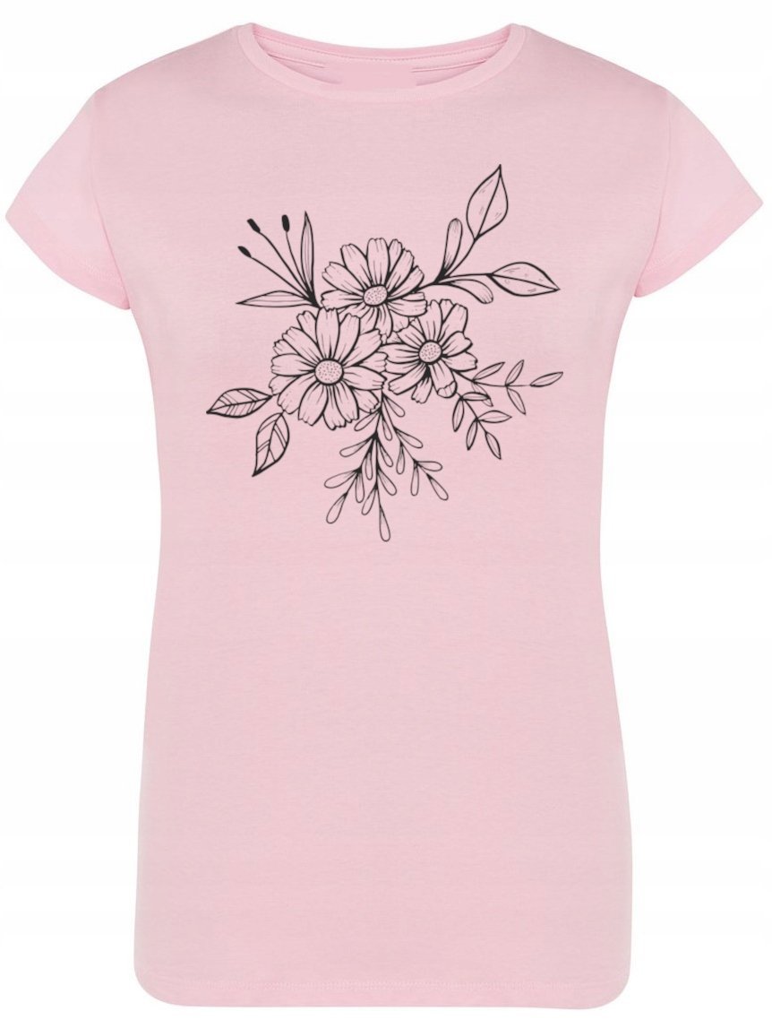 T-Shirt damski nadruk KWIATKI KWIATY Rozm.M