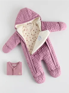 Reserved - Ocieplany kombinezon z kapturem - jasnofioletowy - Bluzki dla niemowląt - miniaturka - grafika 1