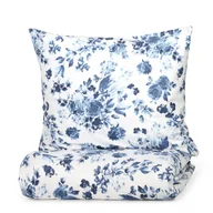 Pościel - Pościel SORLI bawełniana w niebieskie kwiaty 155x220 + 2*80x80 cm HOMLA - miniaturka - grafika 1