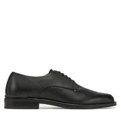 Półbuty męskie - Półbuty Tommy Hilfiger Core Hilfiger Leather Shoe FM0FM05375 Czarny - miniaturka - grafika 1