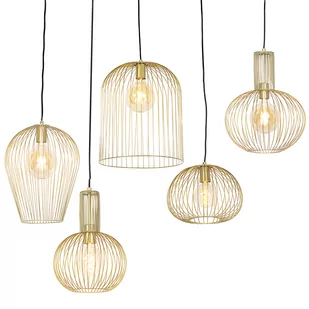 QAZQA Zestaw 5 x designerska lampa wisząca złota - Wire - Lampy sufitowe - miniaturka - grafika 1