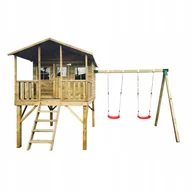Namioty i tipi dla dzieci - Drewniany Domek dla Dzieci Gucio z Podwójną Huśtawką - miniaturka - grafika 1