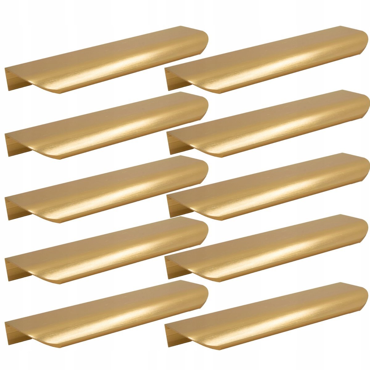 10 x Uchwyt meblowy krawędziowy 200 mm złoty zaokrąglony uchwyt do szafki