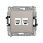 Gniazdka elektryczne - Karlik Gniazdo komputerowe 2xRJ45, kat. 5e MINI - taupe - miniaturka - grafika 1