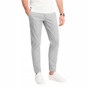 Spodnie męskie - Spodnie męskie chino z ozdobną taśmą w pasie - szare V6 OM-PACP-0118 S - miniaturka - grafika 1