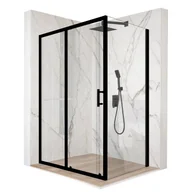 Kabiny prysznicowe - Kabina prysznicowa prostokątna przesuwne czarna 90x80cm szkło 6mm + powłoka - miniaturka - grafika 1