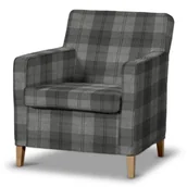 Pokrowce na meble - Dekoria pl pl Pokrowiec na fotel Karlstad krata szaro-grafitowa 61 x 56 x 80 cm Edinburgh 621-115-75 - miniaturka - grafika 1