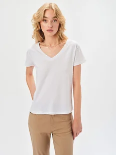 Biały klasyczny t-shirt - Koszulki i topy damskie - miniaturka - grafika 1