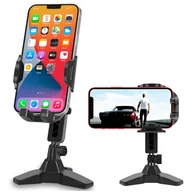 Statywy fotograficzne - Uchwyt na telefon stojak podstawka na biurko regulowany 360 Tripod biurkowy statyw 4-7" Alogy Czarny - miniaturka - grafika 1