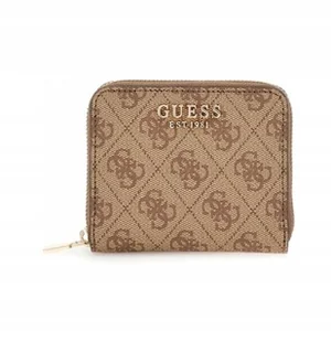 GUESS LAUREL SLG SMALL DAMSKI PORTFEL BRĄZOWY MAŁY NA ZAMEK GNA - Portfele - miniaturka - grafika 1