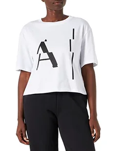 Armani Exchange Damska koszulka z krótkim rękawem, okrągły dekolt, biały (Optic White), bardzo duża - Koszulki i topy damskie - miniaturka - grafika 1