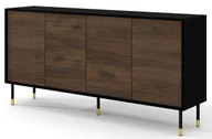 Komody - Frezowana komoda czarny + dąb catania R9-A51 - miniaturka - grafika 1