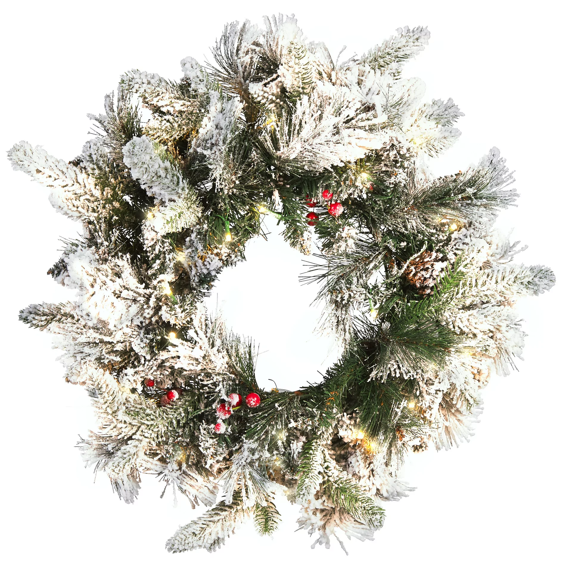 Shumee Ośnieżony wianek świąteczny ze światełkami 55 cm biały WHITEHORN 296514