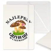 Notesy i bloczki - NOTES BIAŁY A5 PREZENT MIŁOŚNIKA GRZYBOBRANIA WZÓR - miniaturka - grafika 1