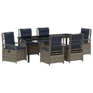 Meble ogrodowe - vidaXL 7-częściowy zestaw obiadowy z szarego rattanu PE - miniaturka - grafika 1