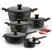 Zestawy garnków i patelni - Nowoczesny ZESTAW GARNKI indukcja RONDEL PATELNIA NON-STICK komplet Redwood Starke Pro - miniaturka - grafika 1