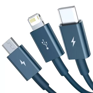 Baseus Superior 3w1 kabel USB - Lightning / USB Typ C / micro USB 3,5 A 1,5 m niebieski (CAMLTYS-03) - Kable USB - miniaturka - grafika 2