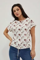 Bluzki damskie - T-shirt z nadrukiem liści-46 - miniaturka - grafika 1