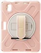 Etui do tabletów - Etui na iPad Mini 6. generacji 2021 z uchwytem na długopis, odporne na uderzenia, wytrzymałe, z obrotowym stojakiem i paskiem na rękę, różowe - miniaturka - grafika 1