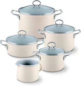 Zestawy garnków i patelni - RIESS EMAILLE 5cz. Avorio - zestaw garnków, bez niklu - miniaturka - grafika 1