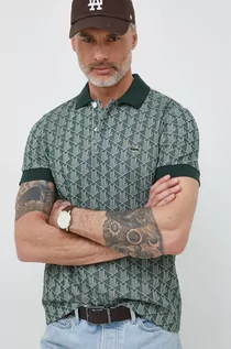 Koszulki męskie - Lacoste polo męski kolor zielony wzorzysty - grafika 1